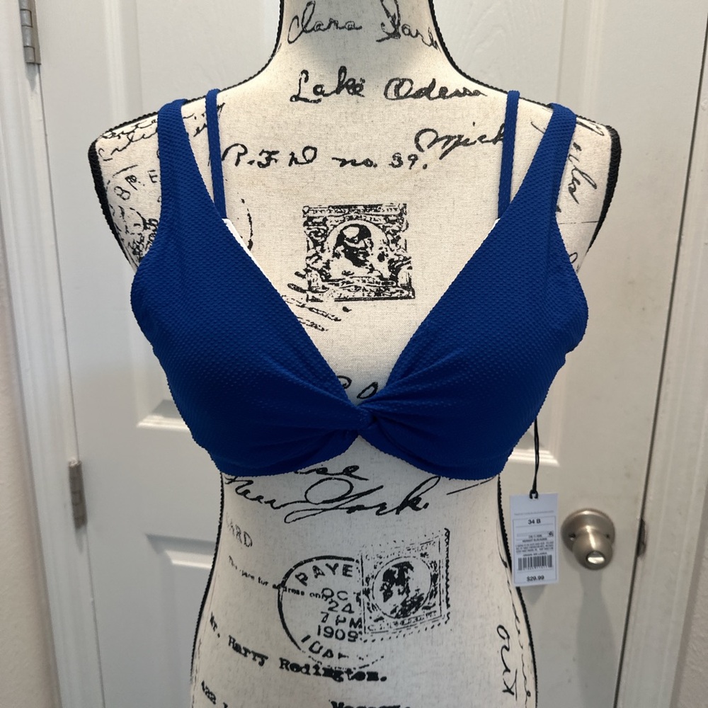 Shade & Shore Midnight Blue Bikini Top with White Lining